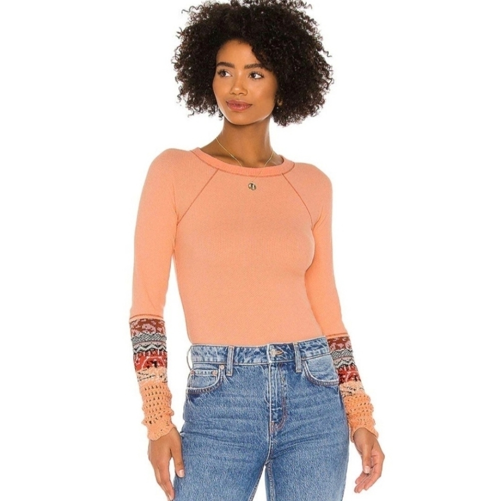 NEW Free People |Boho Desert Orange Long Sleeve Thermal XS